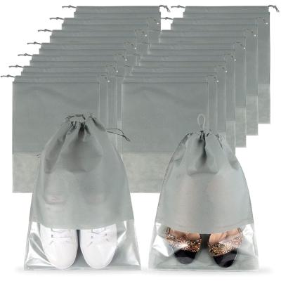 China Eco Friendly Dustproof Non Woven Drawstring Shoe Bags Waterproof With Transparent Window for sale