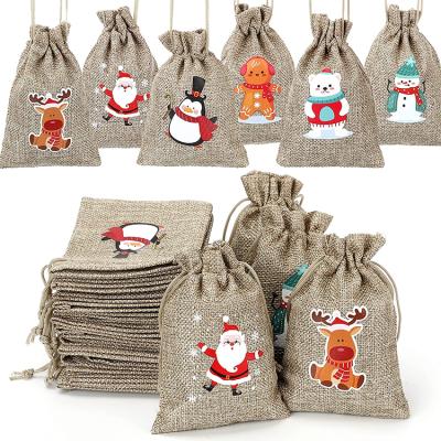 China Drawstring Christmas Gifts Candy Candy Treat Burlap Burlap Bags with Drawstrings for sale