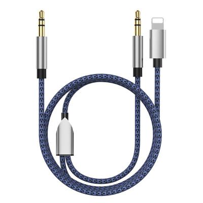 China Car DC3.5mm one minute two audio cable two in one AUX audio cable. 8pin +3.5mm car for sale