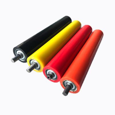 China Hotels Red Steel Carrier Conveyor Belt Roller Idler / Rubber Lagging Roller Manufacture for sale