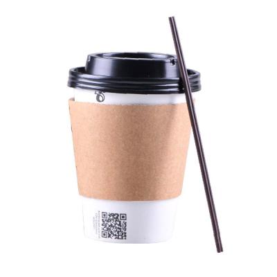 China Coffee Cups With Lids And Sleeves And Straws Disposable PLA Reusable Paper Cups 12OZ for sale