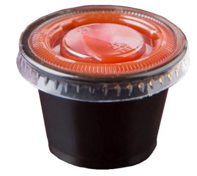 China Single Wall PP Souffle Cup / Party Plastic Cup With Lids , Black Sauce Container 1 Ounce for sale