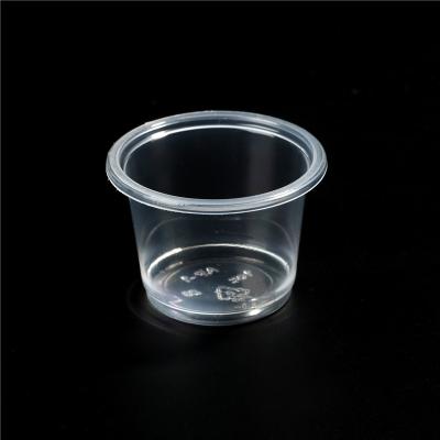 China Party Single Wall Cup With Lid Plastic Container Disposable Mini Soy Sauce Cup for sale