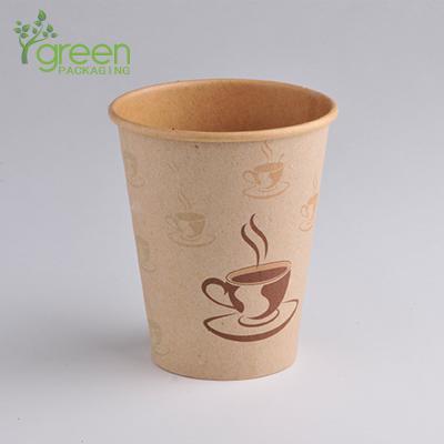 China Single wall 12oz/350ml kraft paper coffee paper cup disposable hot mocha insulated boba cup for sale