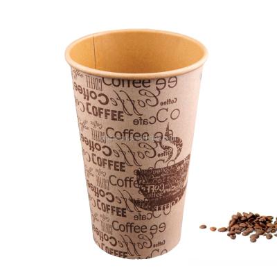 China 16oz Disposable Paper Kraft With PE Coated Coffee Cup /brown Reusable Hot Drinking Paper Cup for sale