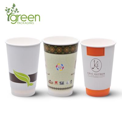 China 16oz Boba Disposable Cup Double Wall Disposable Paper Coffee Cup Yiwu Supplier for sale