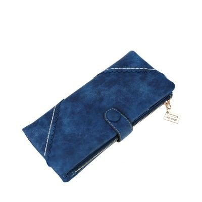 China Huopo Waterproof Female Leather Wholesale Clutches Zipper Large Capacity PU Leather Women's Wallet Clip Along for sale