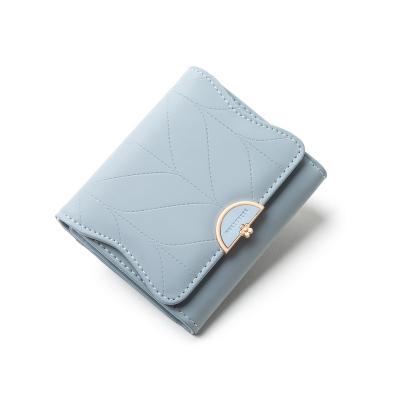 China New waterproof women's version wallet student Coin Purse small PU women's triple Korean short solid color for sale