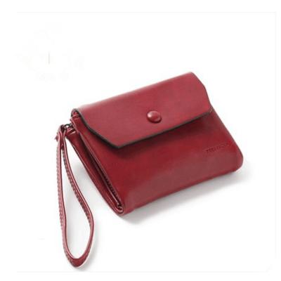 China 2022 waterproof factory price wholesale shorts pinch wax oil skin luxury wallet with wrist strap for ladies for sale