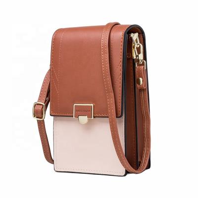 China Amazon Color Women's Shoulder Bag Small Simple Commercial Waterproof Pu Border Soft Small Square Cool Mobile Phone Bag for sale