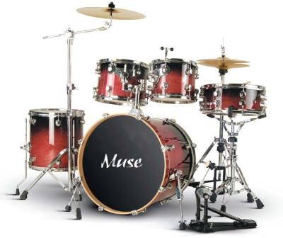 China Pro - level Cherry Red Lacquered Birch Wood 5 Piece Adult Drum Set ISO9001:2008 for sale