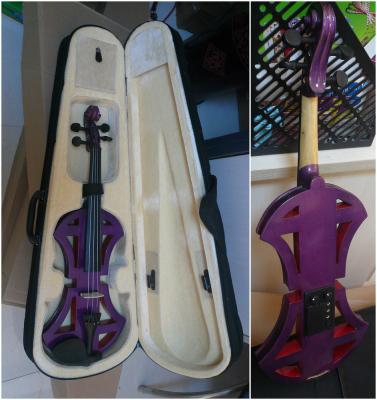 China Professional Purple Solid Basswood Electric Violins , Size 4/4 3/4 1/2 1/4 1/8 for sale