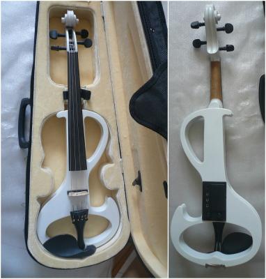 China White Melodie Solid Basswood Electric Violins Full Size Junior Student Violin for sale