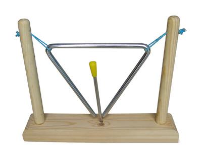 China Iron Frame Triangle Toy Musical Instrument With Wood Stand Hand Percussion Wooden Toy for sale