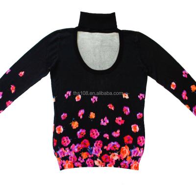 China Digital Printing Anti-pilling Deep Round Neck Halter Neckerchief Sweater For Women for sale