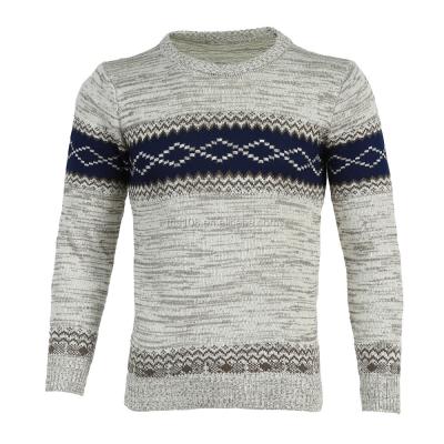 China anti-pilling MEN'S SWEATER MULTI COLOR KNITTED GEOMETRIC JACQUARD STRIPE JUMPER for sale