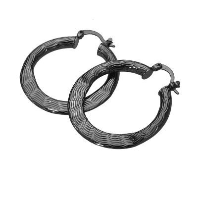 China Fashionable Wholesale High Quality Circle Hoop Earrings Black Metal Hoop Earrings for sale