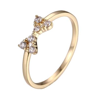 China Gold Plated Rhinestone Cute Crystal Butterfly Ring For Women CIA 18K Real Mini Zircon Butterfly Rings Colorful Bling Full for sale