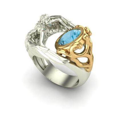 China Fashion 925 Fashion Women's Sapphire Blue Gemstone Ladies Rings Finger Engagement Silver Gold Plated Wedding Ring for sale