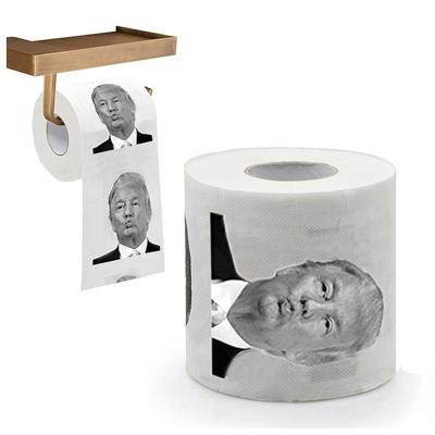 China Hillary Clinton Donald Trump Custom Novelty Printed Wash Room Toilet Paper Roll for sale