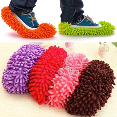 China Viable Factory Wholesale Reusable Washable Chenille Floor Cleaning Cloth Microfiber Mop Slippers Shoes Cover for sale