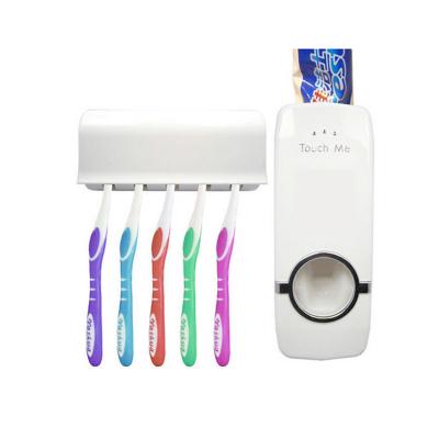 China Sustainable Wall Mount Automatic Toothpaste Dispenser Toothbrush Holder Set for sale