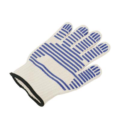 China Non Slip Factory Wholesale Kitchen 5 Fingers Flexible Silicone Cotton Oven Gloves Heat Resistant BBQ Gloves for sale