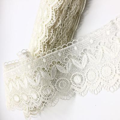 China Viable Embroidery Fabric 100% Polyester Chemical Lace Trim Lace Border Fancy Design For Ladies Dresses Wholesale for sale