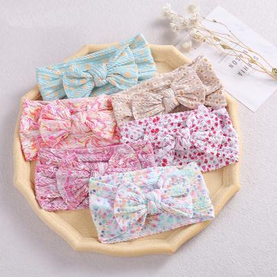 China Baby Hair Decoration Floral Headband Bow Knot Bow Headwrap Children Top Kids Bow Cotton Wide Headband Baby Bow Knot Headband Girl for sale