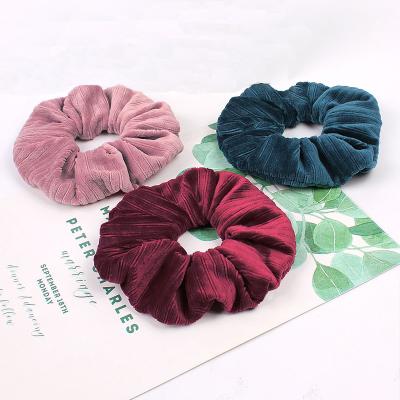 China Soft Scrunchie Velvet Hair Bands Striped Hair Bands Elastic Hair Ties For Thick Hair Rope For Women for sale