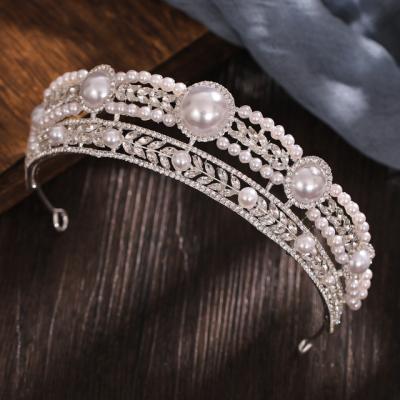 China Zinc Alloy Hair Accessories Pear and Crystal Rhinestone Crown Bridal Crown Tiaras for Women Bride Wedding Crown for sale