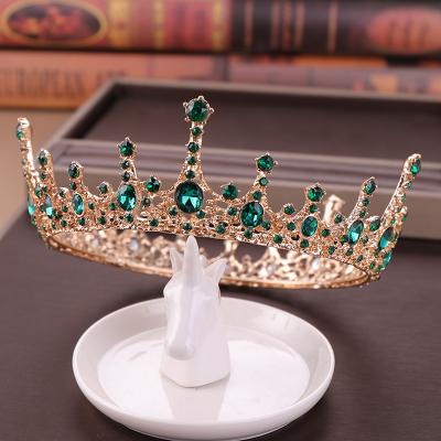 China Full Round Circle Women Prom Zinc Alloy Pageant Headdress Women Crowns Vintage Baroque Queen Crown Bridal Tiara for sale