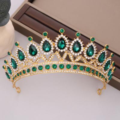 China Crystal Rhinestone Crown Luxury Zinc Alloy For Women Bride Circle Crown Bridal Baroque Queen Crown Tiara for sale