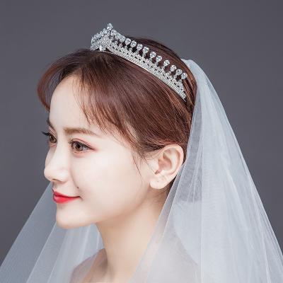 China Crystal Rhinestone Crown Luxury Zinc Alloy For Women Bride Round Circle Full Crown Bridal Baroque Queen Crown Tiara for sale