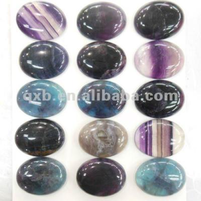 China Flourite 30*40mm oval shape for rainbow flourite gemstone cabochons for sale