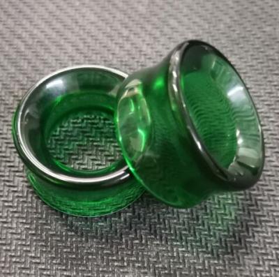 China CLASSIC hot sale green color crysta glass double flared l supplement swimming 10mm tunnel ear plugs for wholesale for sale