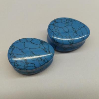 China Stone Gemstone Turquoise Saddle Teardrop Ear Gauge Ear Plugs for sale