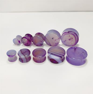 China CLASSIC Purple Organic Agate Stripe Body Plugs Ear Jewelry Supplement Supplement Ear Piercing Gemstone For Wholesale for sale