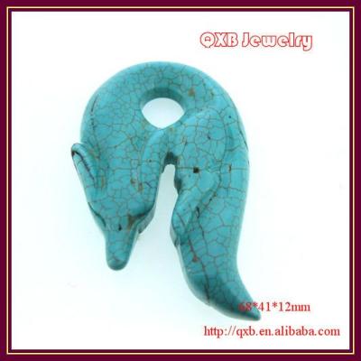 China Turquoise Howlite Turquoise Fox Carved Gemstone Pendant Wholesale for sale