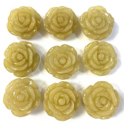 China QXB CLASSIC natural yellow semi priecious jade stone cut rose flower for pendant earing brooch for sale