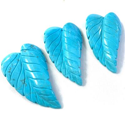 China Popular QXB Magnesite Turquoise Howlite Stone The Carved Sheet For Earring Pendant Brooch for sale