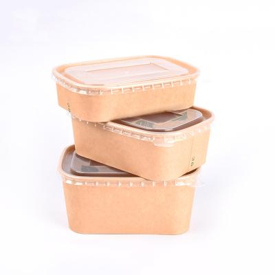 China Biodegradable Disposable White Square Coated Brown Soup Salad Rectangular Rice Water Wrapping Paper Bowl for sale