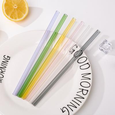 China 2022 Sustainable Amazon Top Sell Glass Straws 8mm 12mm High Borosilicate Reusable Glass Straws Glass Drinking Straw Set With Custom Logo for sale