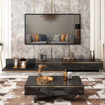 China Simple modern fashion living room marble TV stand and coffee table combined with drawer for sale