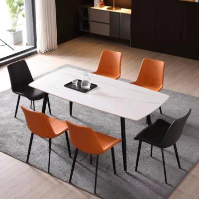 China (Other) Color Adjustable Black And White Dining Table Sets Luxury Fashionable Dining Table Designs For Home Furnishing for sale