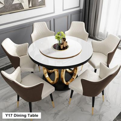 China (Other) Dining Room Furniture Adjustable Tempered Glass Round Luxury Modern Dining Table for sale