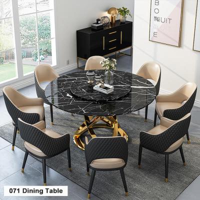 China Adjustable Luxury European Furniture Dining Room (Other) Set Stainless Steel Design Low Round Dining Table for sale