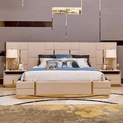 China Wholesale King Size Queen Bed Bedroom Bookcase Headboard Double Bed Room Style Furniture Modern Simple Classic European Design Bed Cover for sale