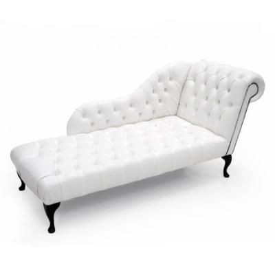 China Simple and Modern Button Tufted Wooden Frame Vintage Upholstered White Leather Ottoman for sale