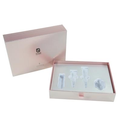 China Handmade Wholesale Custom Drawer Box Logo Light Pink Colored Eco-friendly Paper Box For Essence Oil Sets for sale